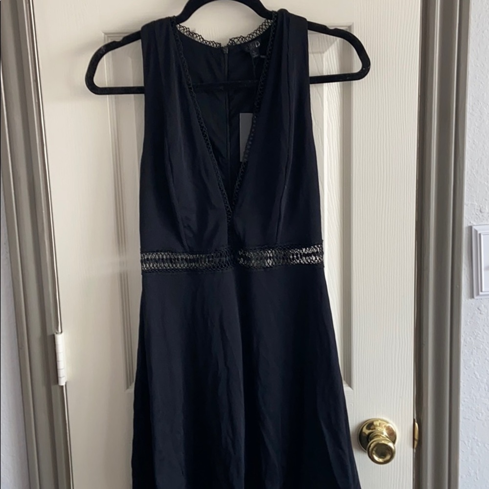 black dress with v-neck